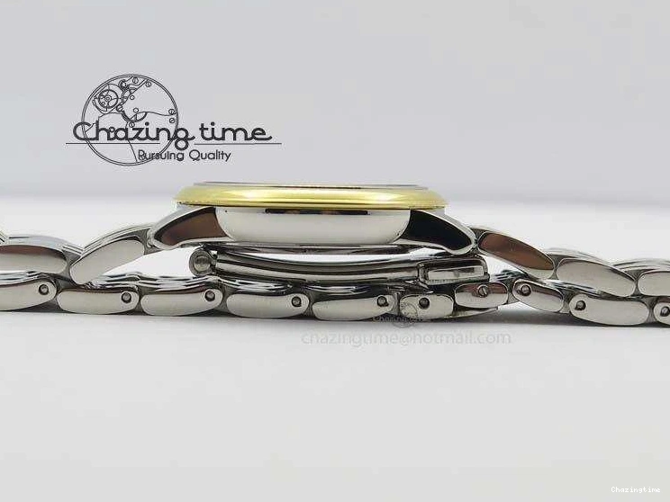 0503 OnTrend De Ville 27mm SS YG Ladies MK 1:1 Best Edition White MOP Dial Diamond Markers On SS Bracelet Ronda Quartz 8187